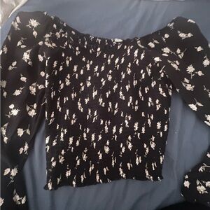 Black Floral Off-Shoulder Top